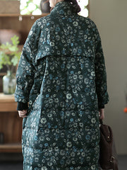 Retro Double-Breasted Floral Coat