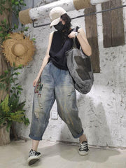 Vintage Embroidered Letter Print Harem Pants