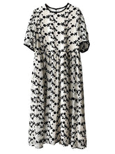 Casual Floral Printed Short Sleeve Midi Dress