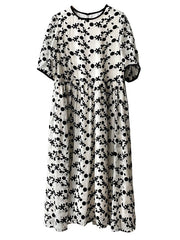 Casual Floral Printed Short Sleeve Midi Dress