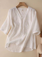 Loose Literary V-Neck T-Shirt