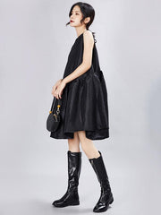 Simple Black Sleeveless Short Dress