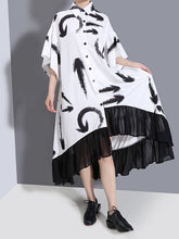 Urban Loose Printed Lace Short Sleeves Midi Dress