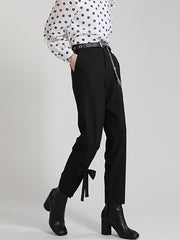 Loose Padded High-Waisted Straight Pants