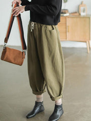 Casual Solid Drawstring Harem Pants