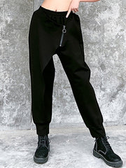 Black Solid High Waist Harem Pants