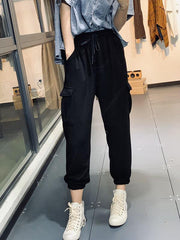 Loose Black&Gray Tied Casual Pants