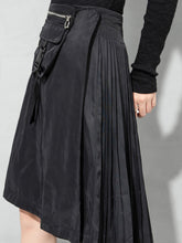 Women Solid Color Zipper Pleated Skirt