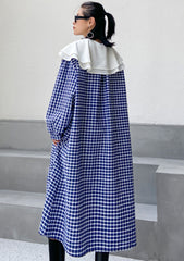 Vintage Plaid Split-Joint Midi Dress