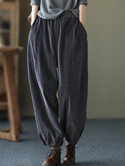 Women Retro Loose Stitching Casual Pants