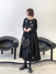 Loose Polka-Dot Round Neck Casual Maxi Dress