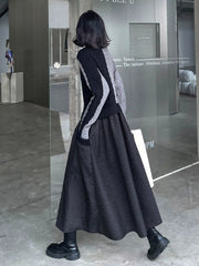 Urban A-Line Long Sleeves Split-Joint Midi Dresses