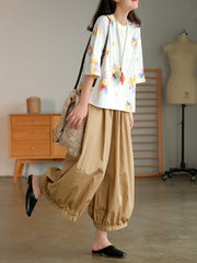 Solid Color Wild Loose Old Lantern Casual Pants