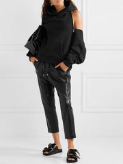 Women Strapless Hooded Plus Fleece Sweatshirt