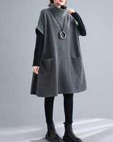 Casual Turtleneck Short Sleeve Midi Dress