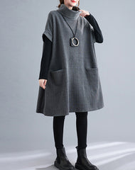 Casual Turtleneck Short Sleeve Midi Dress