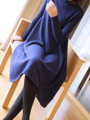 Loose Solid Round-Neck Knitting Sweater Dress