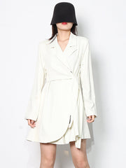 Casual Waist And Lace Solid Color Dress