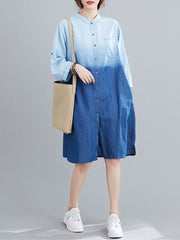 Original Lapel Gradient Denim Dress