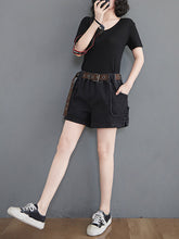 Women Solid Color Slim Slimming Denim Shorts