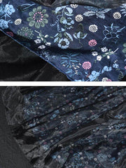 Vintage Floral A-Line Bubble Gauze Splicing Skirt