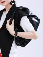 Original Solid Pleats High-Capacity Handbag