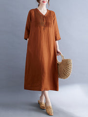 Half Sleeve Solid Casual Maxi Dress