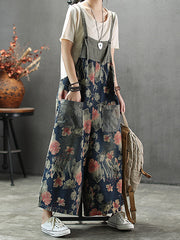 Strap High Waist Stylish Printed Wide Leg Pants