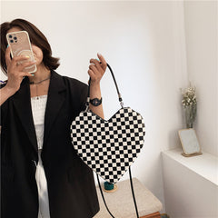 Contrast Plaid Crossbody Love One-Shoulder Armpit Bag