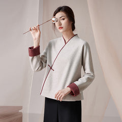 Vintage Ethnic Style  Solid Zen Tea Jacket