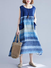 Loose Cropped Sleeveless Splicing Dress