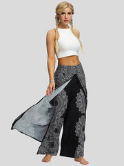 Ethnic Print Loose Fit Wide Leg Casual Pants
