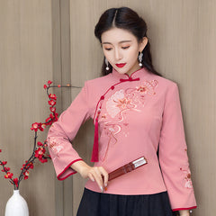 Retro Oriental Charm Embroidered Short Cheongsam Jacket
