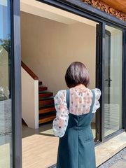 Retro Chic Solid Color Suspender Dress