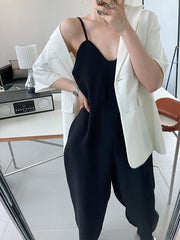 High Waist Loose Wide Leg Suspenders One Piece Casual Pants