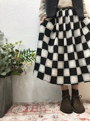 Checkered Casual All-Match A-Line Skirt