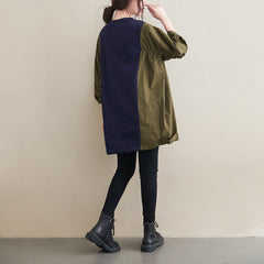 Women Loose Round Neck Stitching Casual Sweatshirt