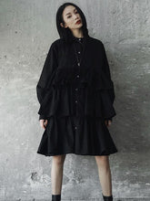 Black Split-joint Falbala Long Shirt Dress
