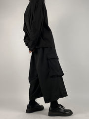Black Loose Straight-Leg Ninth Pants