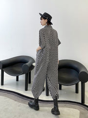 Black&White Plaid Casual Straight-Leg Jumpsuits