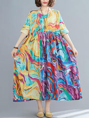 Loose Floral A-Line Vintage Dress