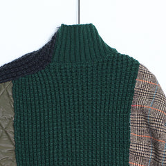 Women Color Matching Stitching Long-Sleeved Coat