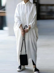 Loose Solid Urban Stylish Maxi Blouse Dress