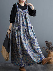 Retro Print Full Tank Top Dress