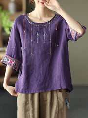 Retro Loose Embroidered T-Shirt