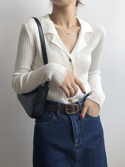 Women Solid Color Long Sleeve Slim Bottoming Shirt