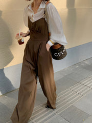 Casual Solid Color Wide-Leg Sling Jumpsuit