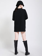 Round-Neck Embroidered Mini Dress