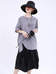 Loose Back Cropped Cotton T-Shirts