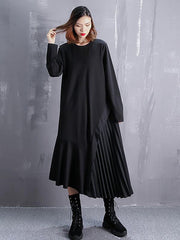Falbala Ruffled Split-Joint Asymmetric A-Line Midi Dress